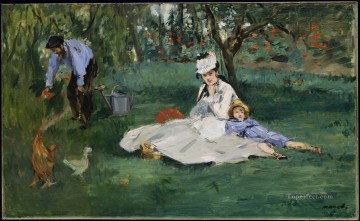  Argenteuil Pintura al %C3%B3leo - La familia Monet en su jardín de Argenteuil Eduard Manet